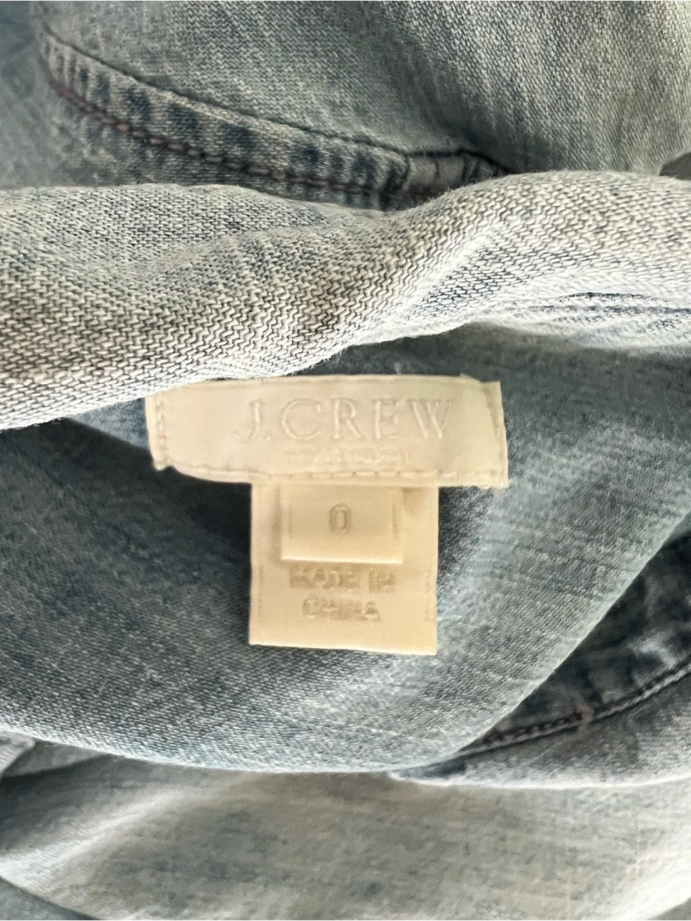 J. Crew Light Blue Beaded Denim Button Down Shirt Size 0